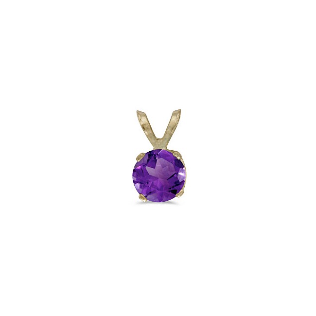 14k Yellow Gold Round Amethyst Pendant