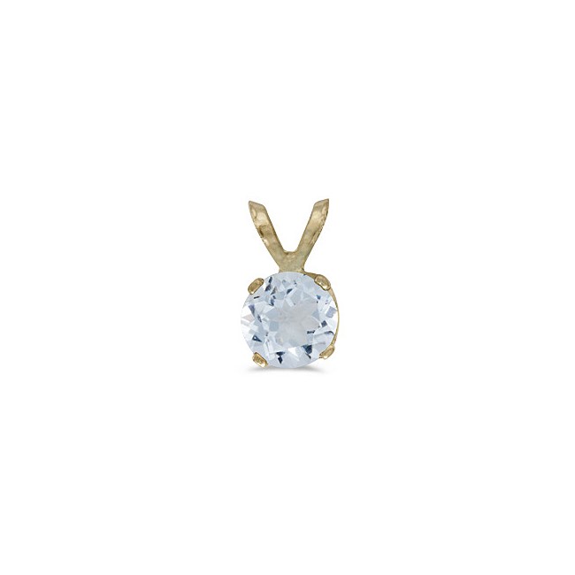 14k Yellow Gold Round Aquamarine Pendant