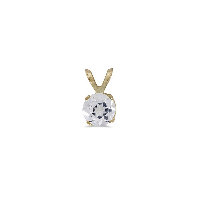 14k Yellow Gold Round White Topaz Pendant