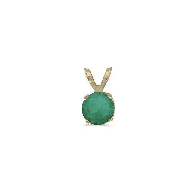 14k Yellow Gold Round Emerald Pendant