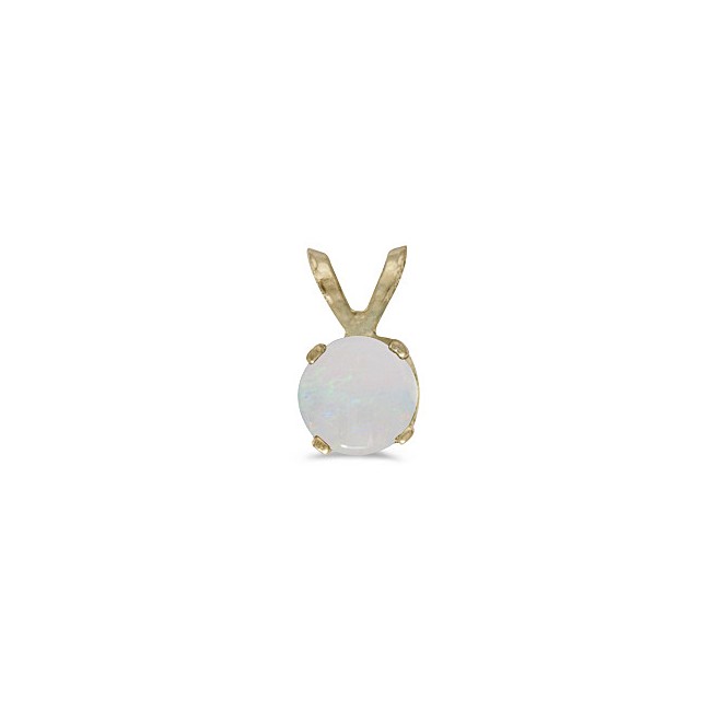 14k Yellow Gold Round Opal Pendant