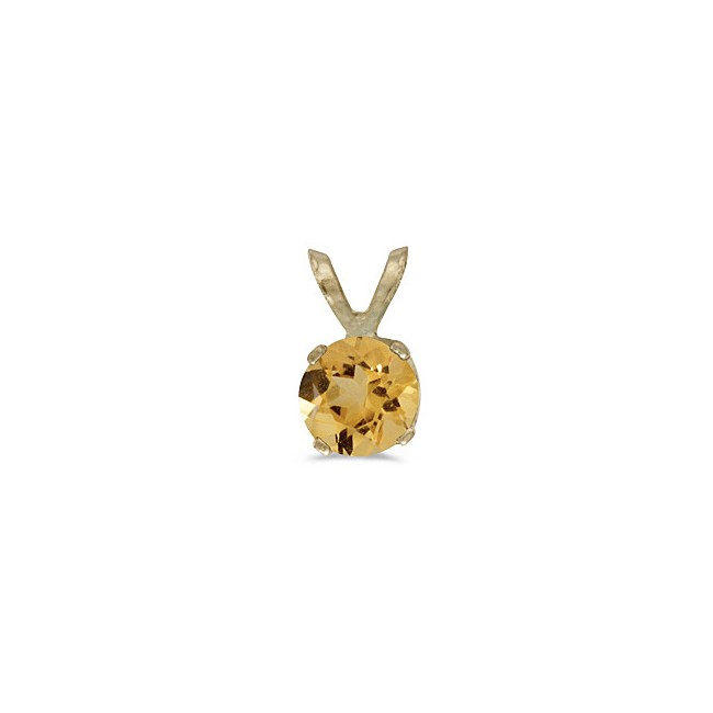 14k Yellow Gold Round Citrine Pendant