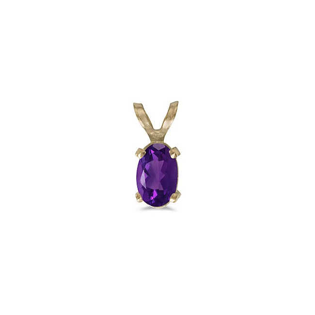 14k Yellow Gold Oval Amethyst Pendant