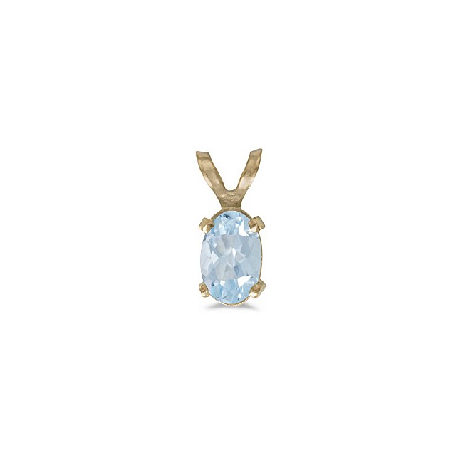 14k Yellow Gold Oval Aquamarine Pendant