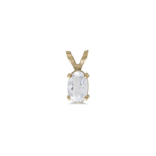 14k Yellow Gold Oval White Topaz Pendant