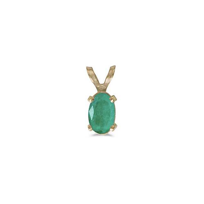 14k Yellow Gold Oval Emerald Pendant