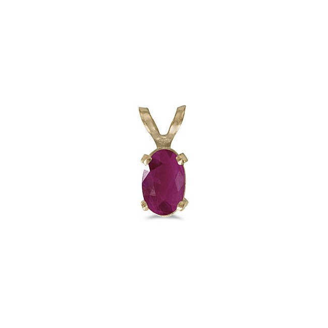 14k Yellow Gold Oval Ruby Pendant