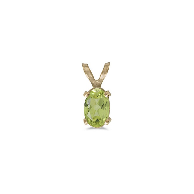 14k Yellow Gold Oval Peridot Pendant