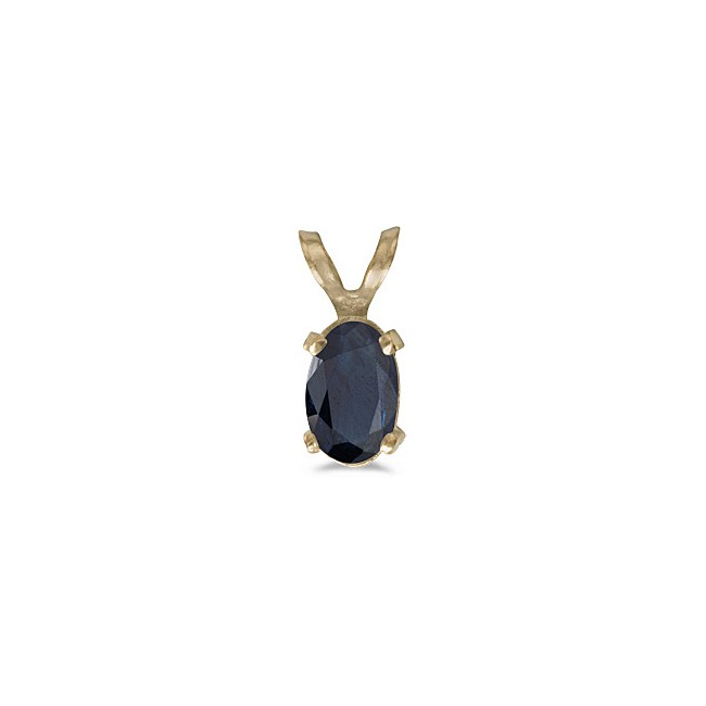 14k Yellow Gold Oval Sapphire Pendant