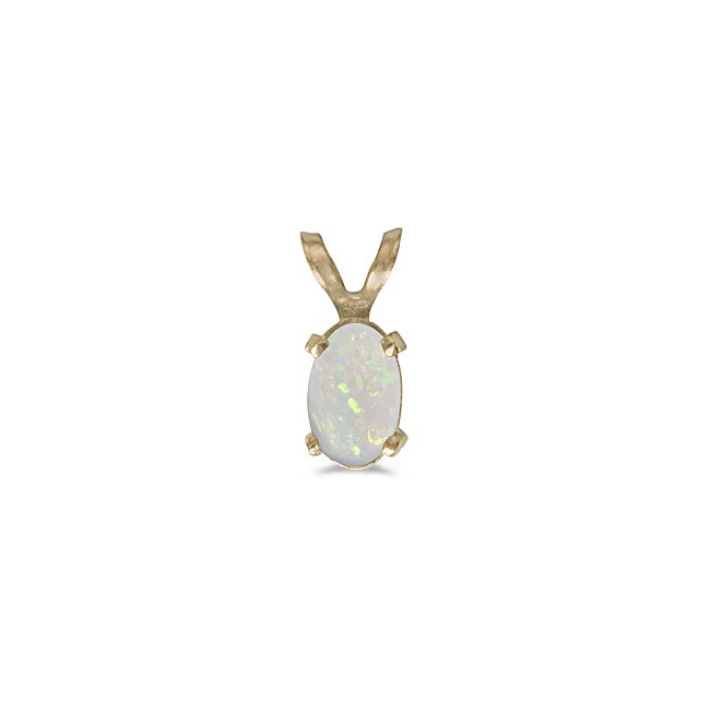 14k Yellow Gold Oval Opal Pendant