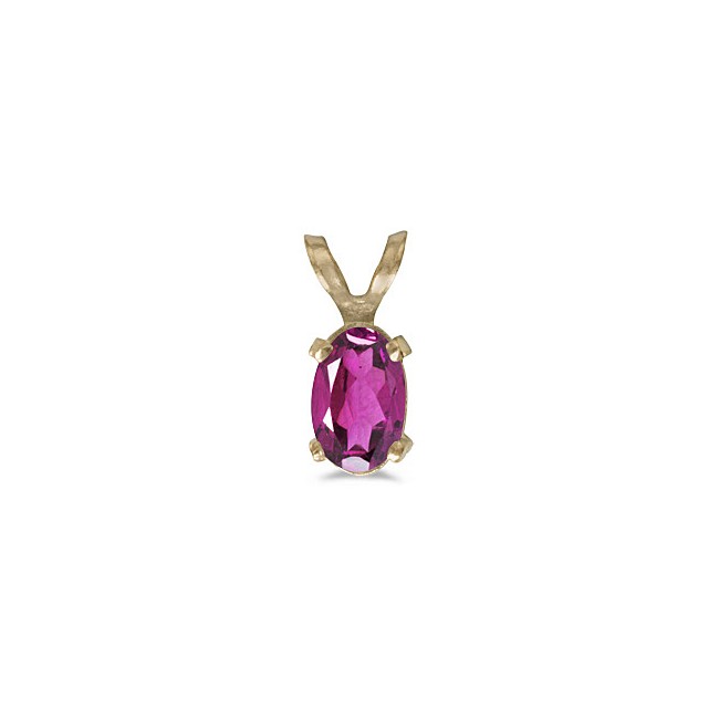 14k Yellow Gold Oval Pink Topaz Pendant