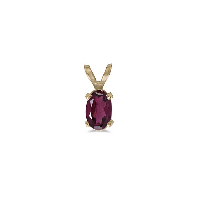 14k Yellow Gold Oval Rhodolite Garnet Pendant