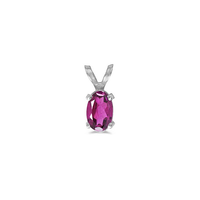 14k White Gold Oval Pink Topaz Pendant