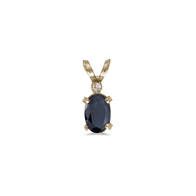 14k Yellow Gold Oval Sapphire And Diamond Filagree Pendant