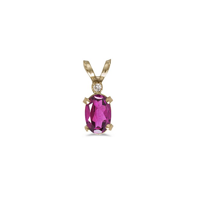 14k Yellow Gold Oval Pink Topaz And Diamond Filagree Pendant