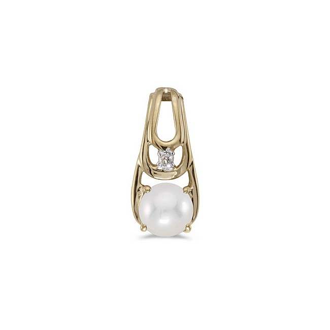 14k Yellow Gold Pearl And Diamond Pendant