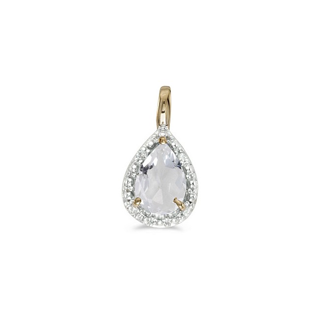 14k Yellow Gold Pear White Topaz Pendant