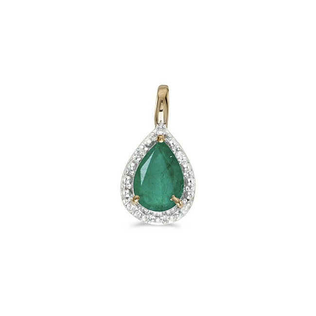 14k Yellow Gold Pear Emerald Pendant