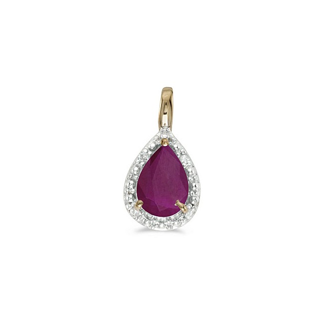 14k Yellow Gold Pear Ruby Pendant