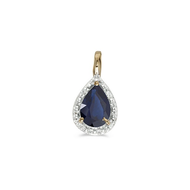 14k Yellow Gold Pear Sapphire Pendant