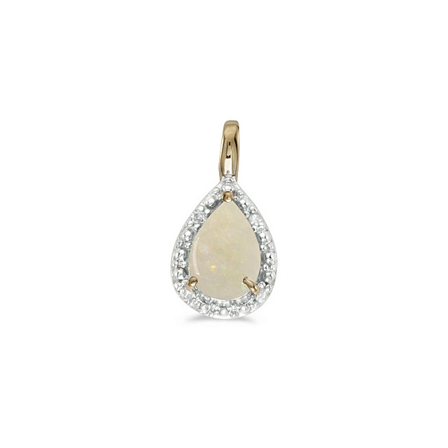 14k Yellow Gold Pear Opal Pendant