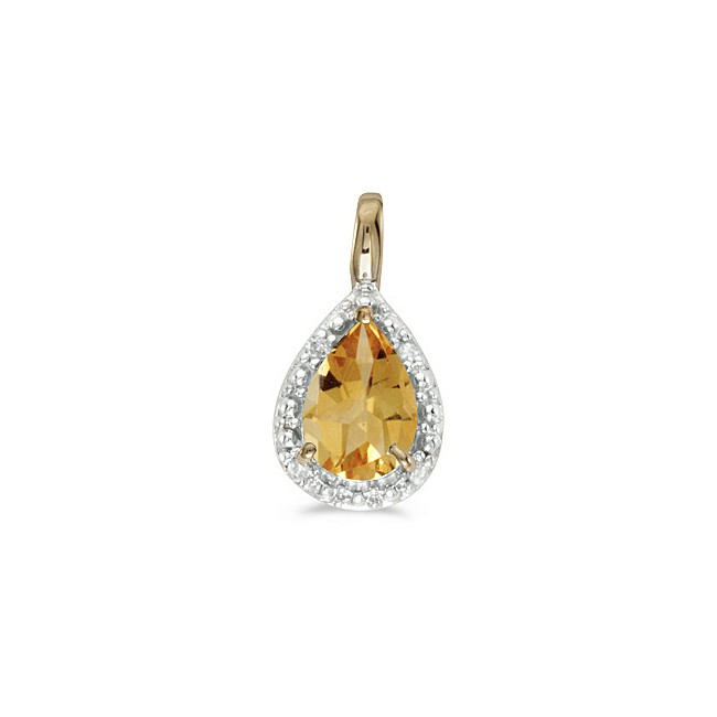 14k Yellow Gold Pear Citrine Pendant