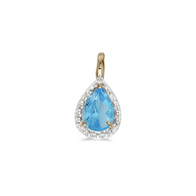 14k Yellow Gold Pear Blue Topaz Pendant