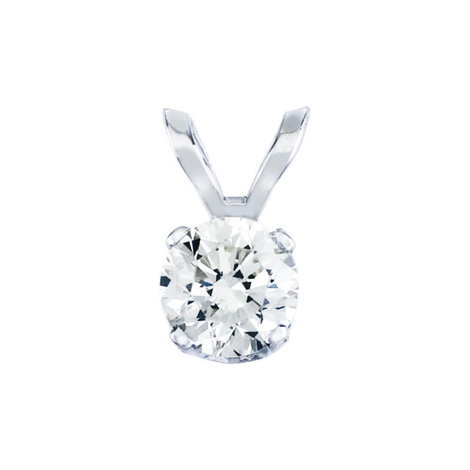 14K White Gold .33 Ct Diamond Solitaire Pendant