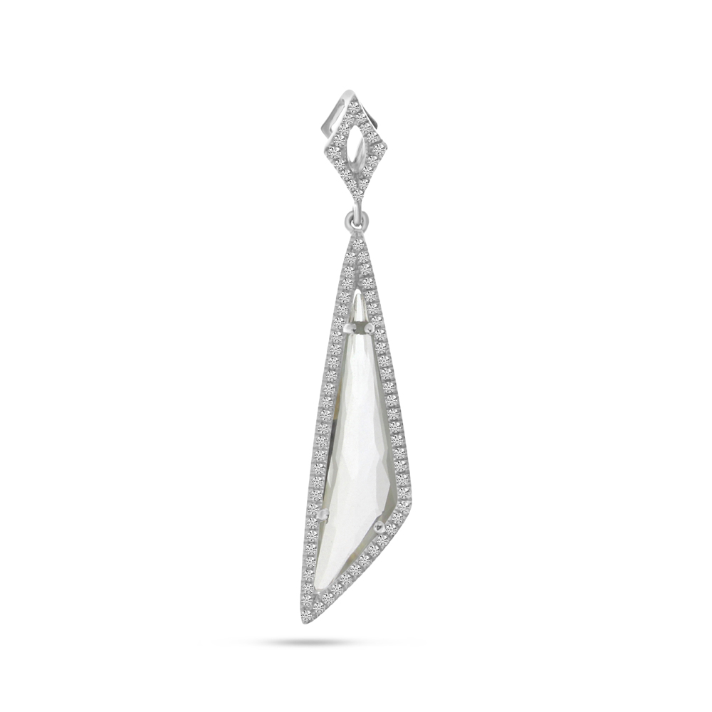 14K White Gold Fancy White Topaz and Diamond Dangle Pendant