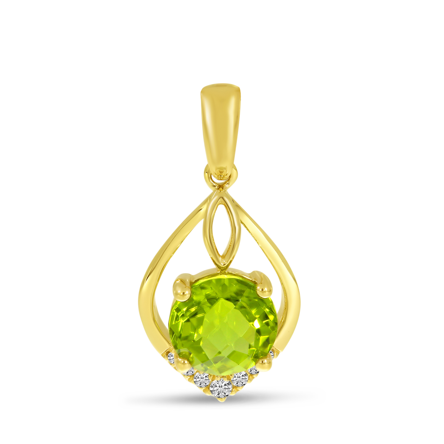 14K Yellow Gold Round Peridot Shape Pendant