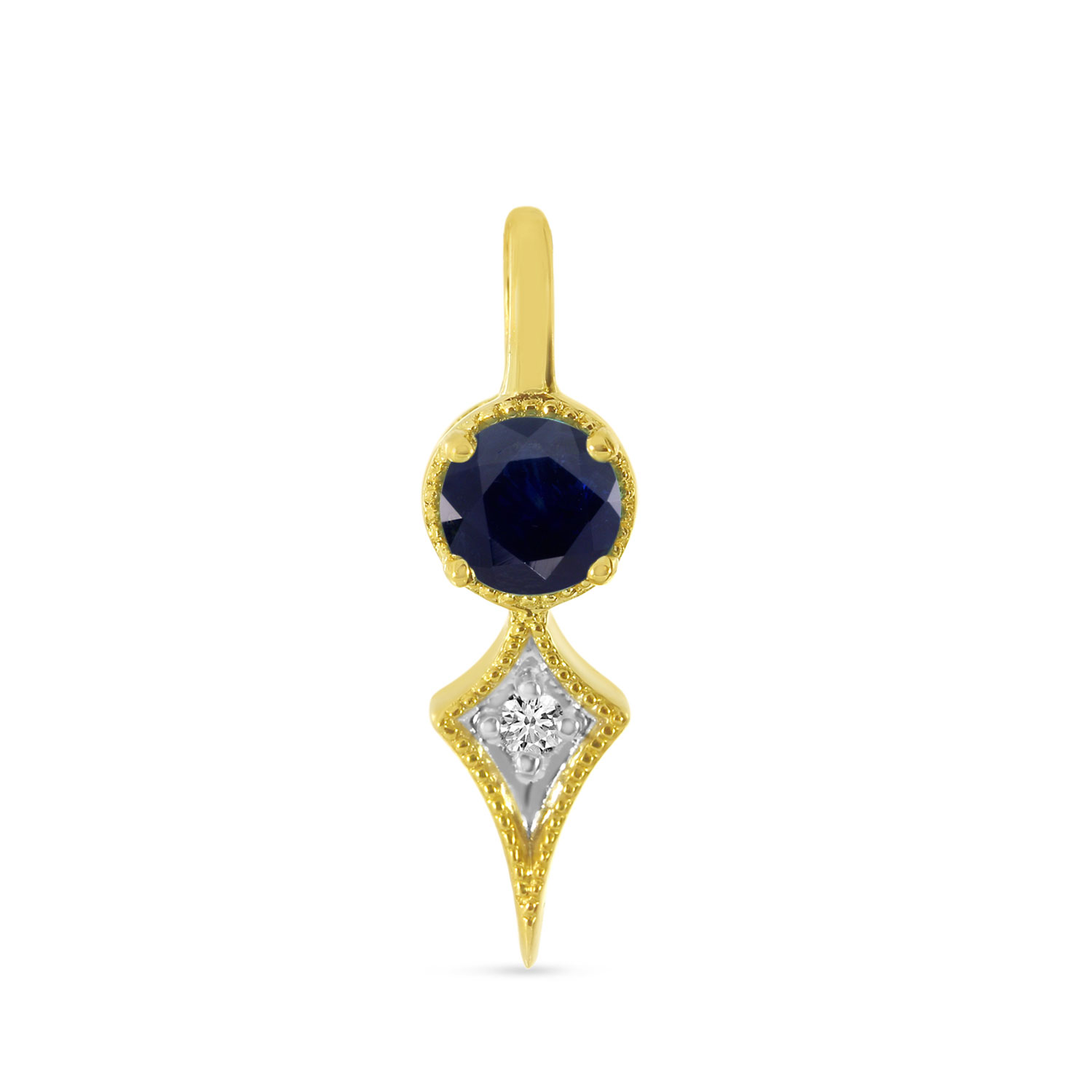 14K Yellow Gold Sapphire and Diamond Pendant