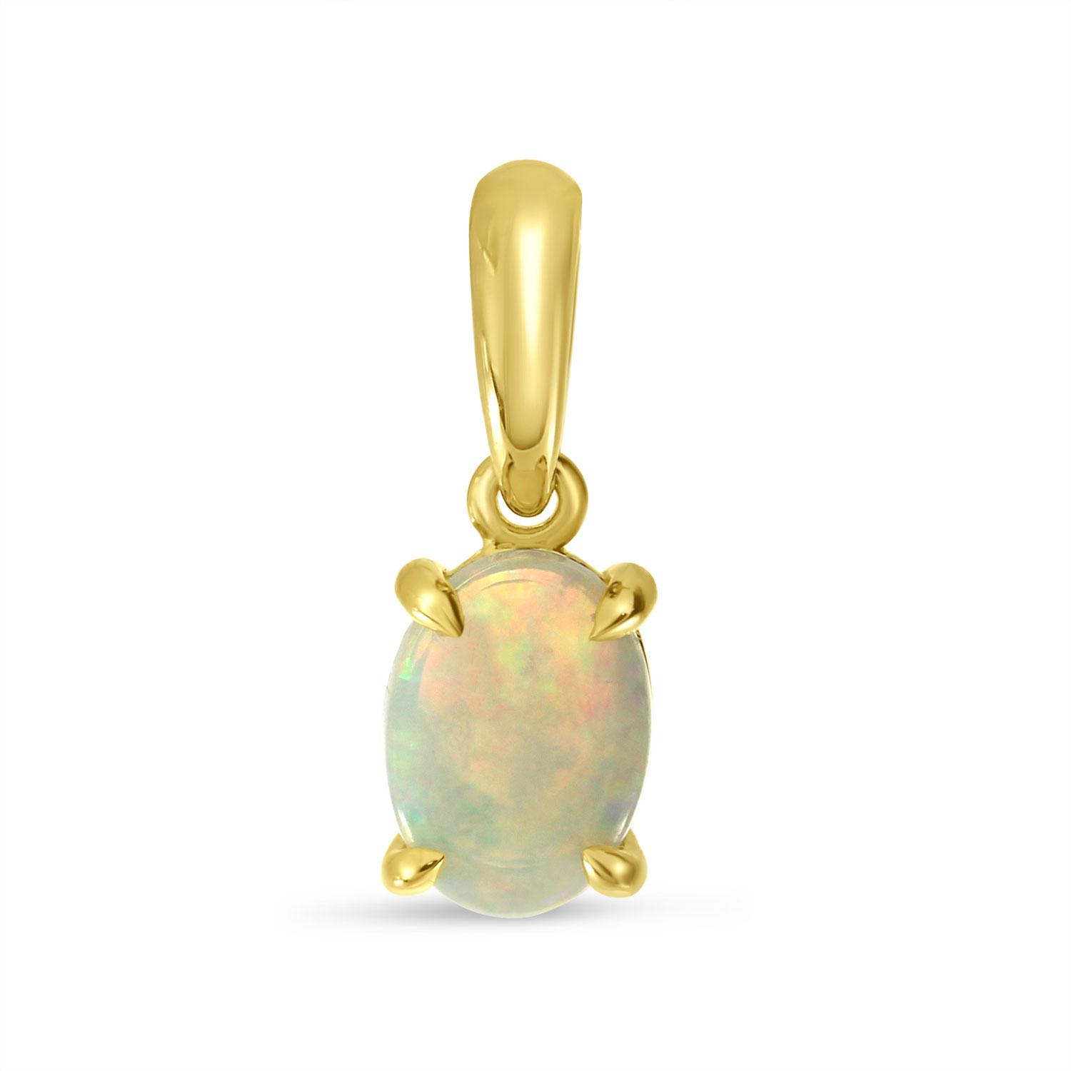 14K Yellow Gold Oval Opal Pendant