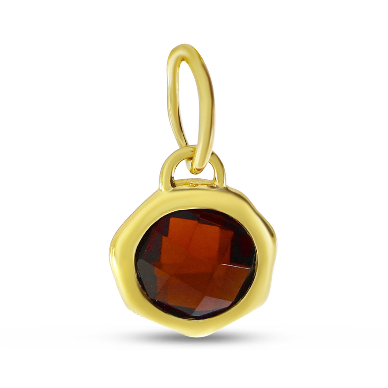 14K Yellow Gold Round Garnet Bezel Pendant