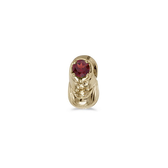 10k Yellow Gold Round Garnet Baby Bootie Pendant