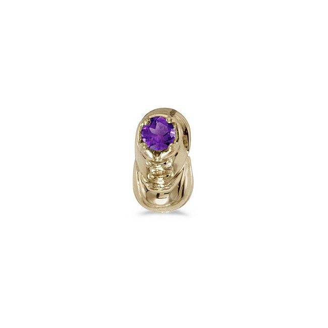 10k Yellow Gold Round Amethyst Baby Bootie Pendant