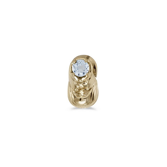 10k Yellow Gold Round Aquamarine Baby Bootie Pendant