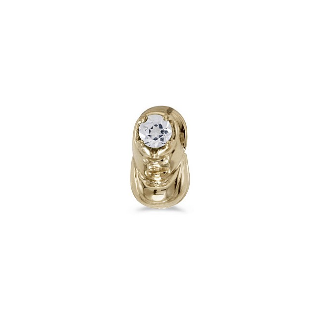 10k Yellow Gold Round White Topaz Baby Bootie Pendant