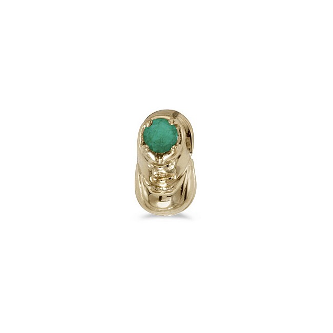 10k Yellow Gold Round Emerald Baby Bootie Pendant