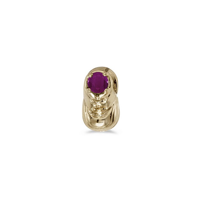 10k Yellow Gold Round Ruby Baby Bootie Pendant