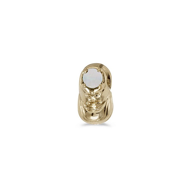 10k Yellow Gold Round Opal Baby Bootie Pendant