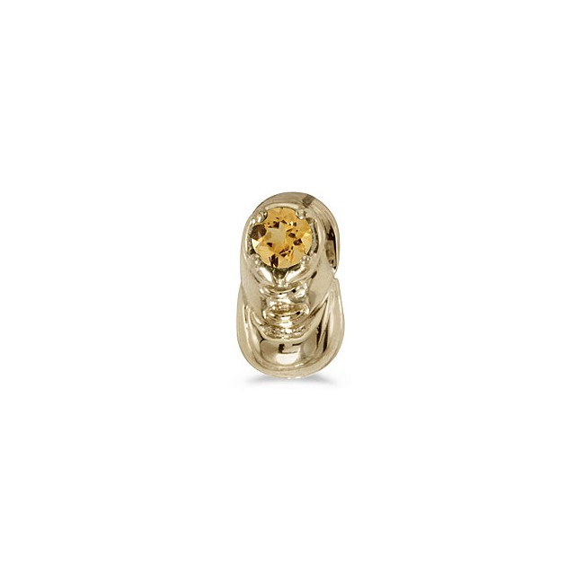 10k Yellow Gold Round Citrine Baby Bootie Pendant