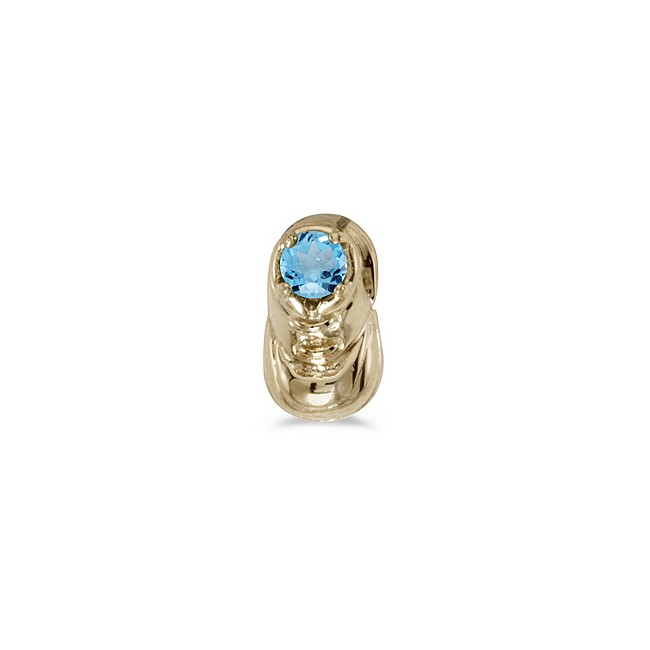 10k Yellow Gold Round Blue Topaz Baby Bootie Pendant