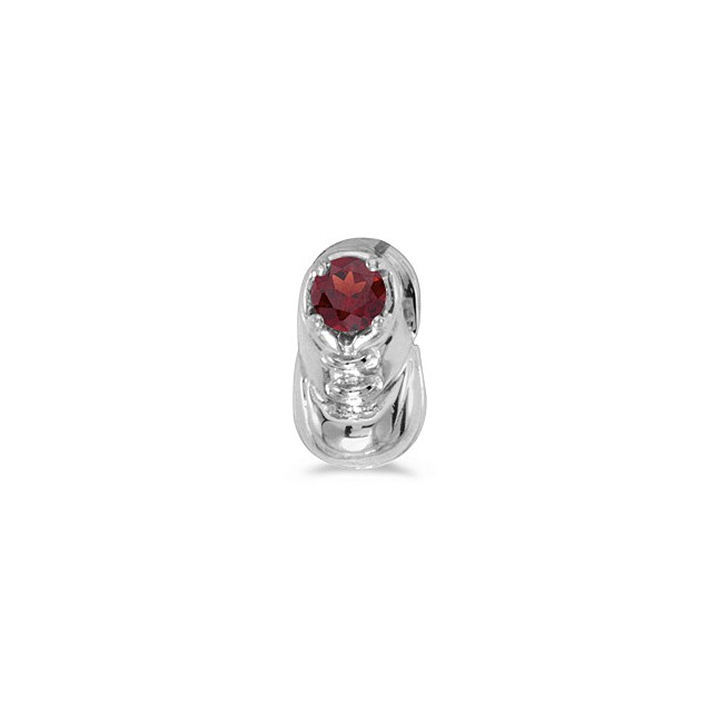 10k White Gold Round Garnet Baby Bootie Pendant