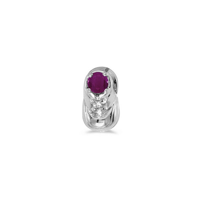 14k White Gold Round Ruby Baby Bootie Pendant