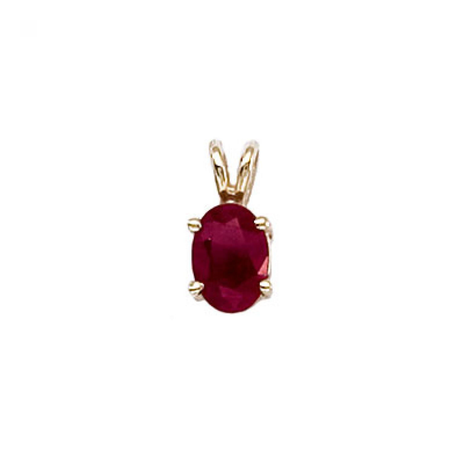 14K Yellow Gold Oval Ruby Pendant
