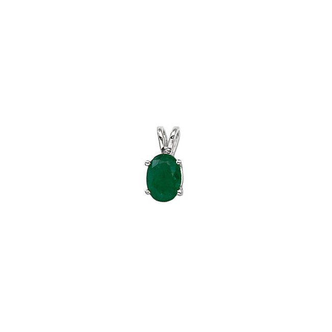 14K White Gold Oval Emerald Pendant