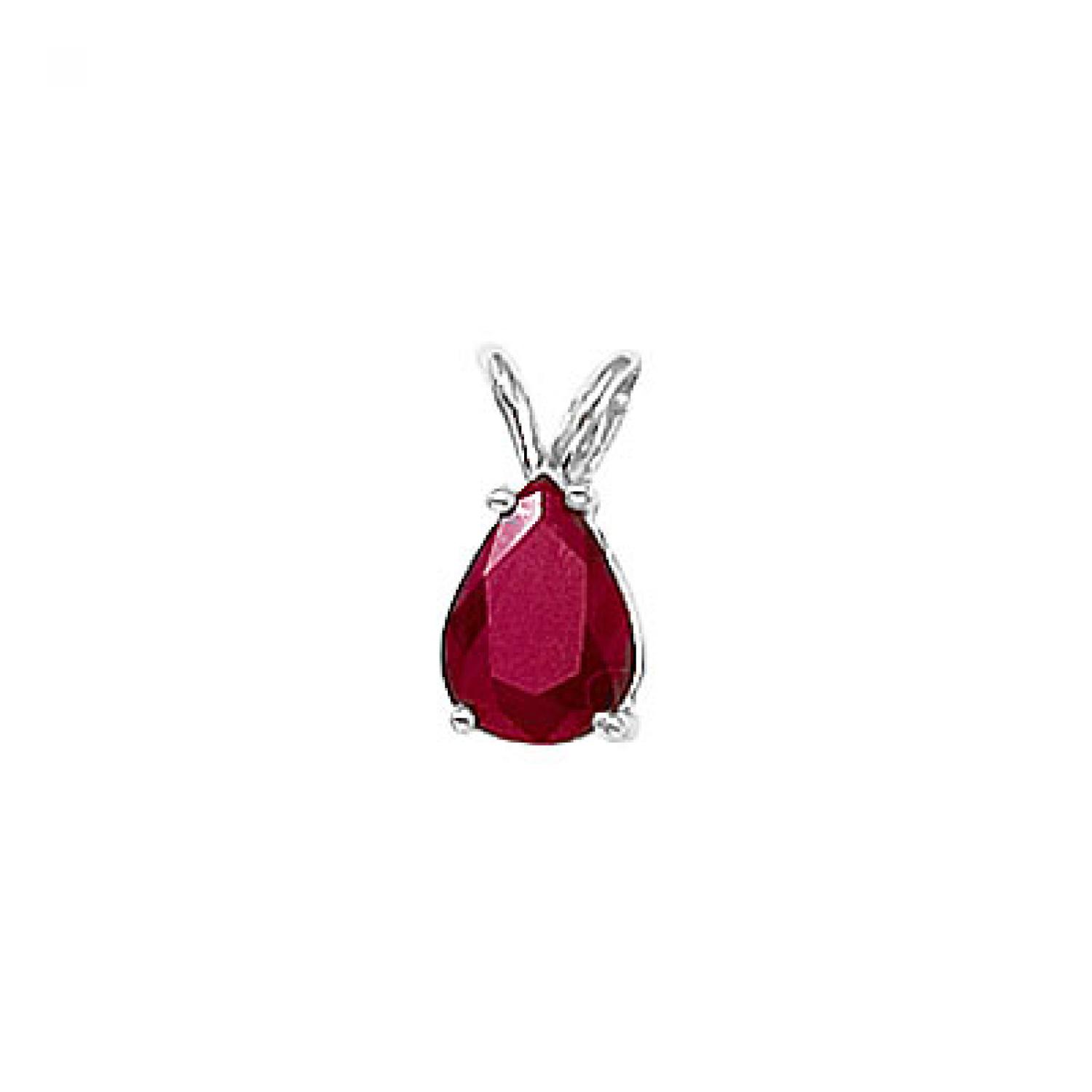 14K White Gold Pear Emerald Pendant