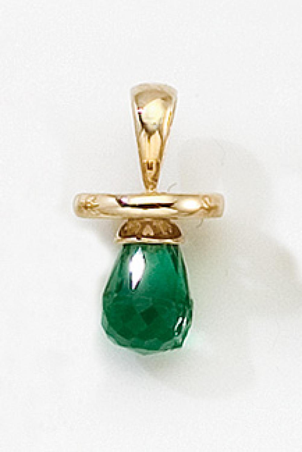 10K Yellow Gold Synthetic Emerald Hushabye Pendant