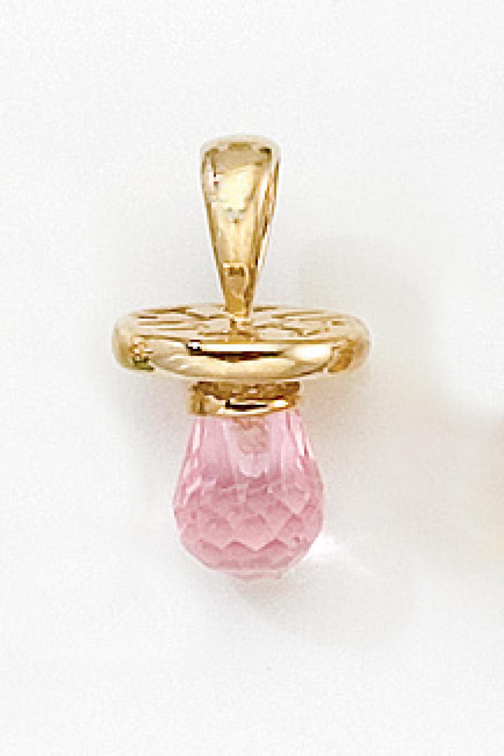 10K Yellow Gold Synthetic Pink Topaz Hushabye Pendant