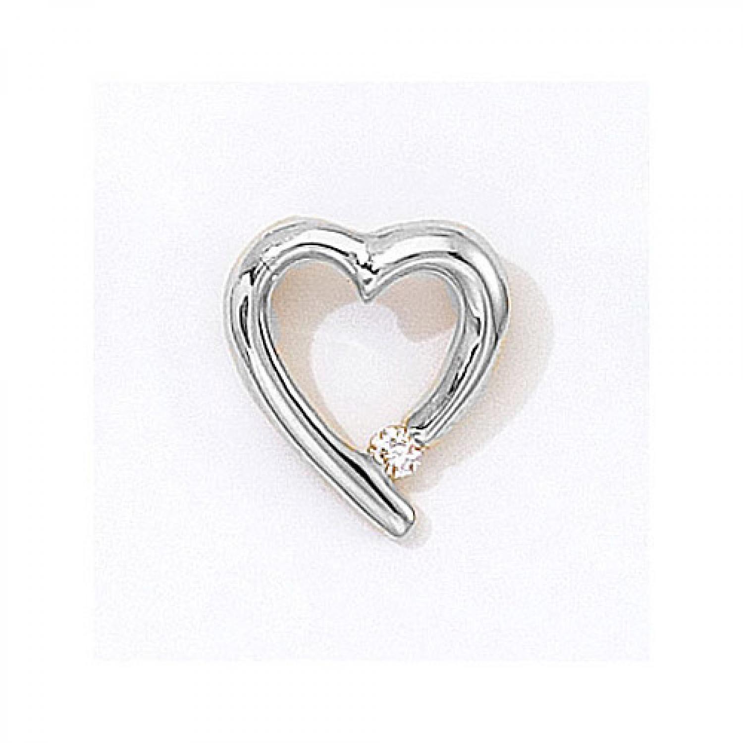 14K White Gold Diamond Heart Pendant